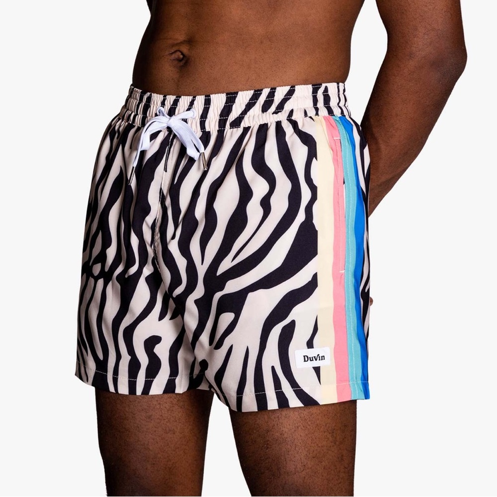 Nwt Duvin zebra disco swim trunks large